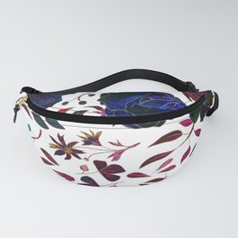 Navy blue red burgundy green abstract floral Fanny Pack