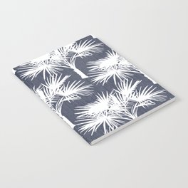 70’s Tropical Palm Trees White on Navy Notebook