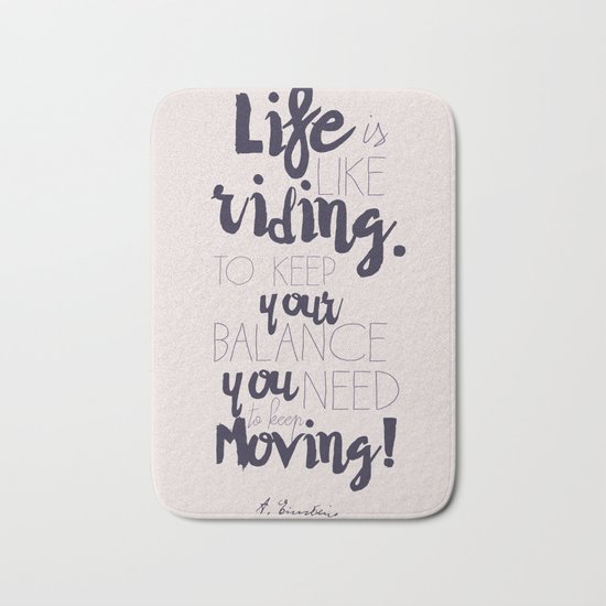 A. Einstein quote on life for motivation inspiration and strenght, typography, illustration, decor Bath Mat