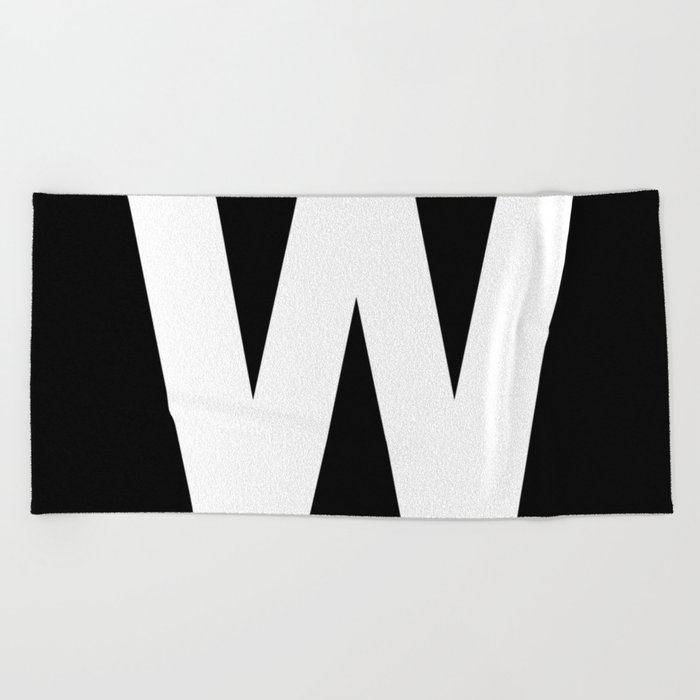 Letter W (White & Black) Beach Towel