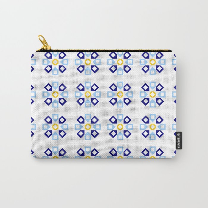 geometric flower 78 blue and orange Carry-All Pouch