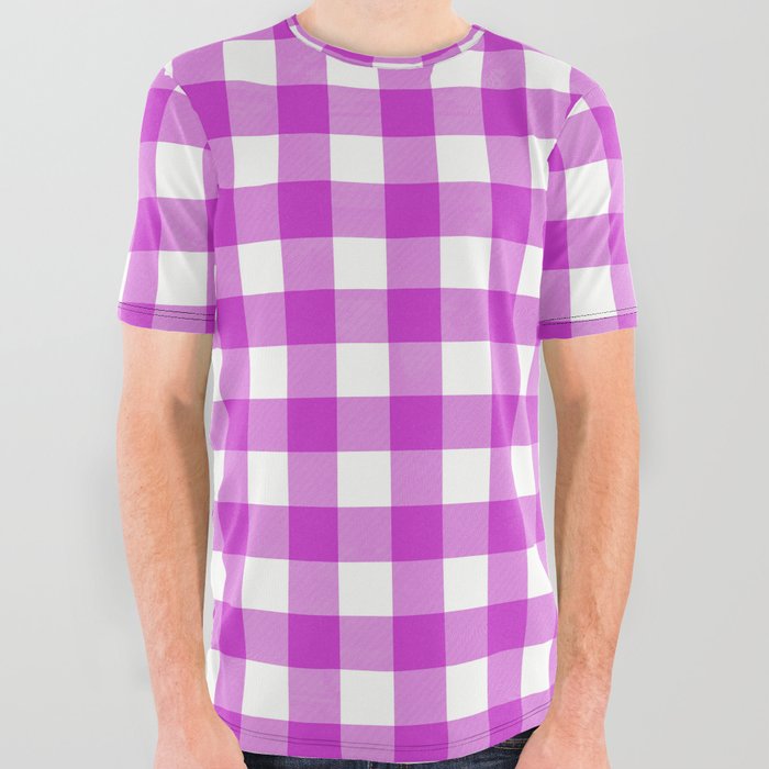 Steel Pink - gingham All Over Graphic Tee