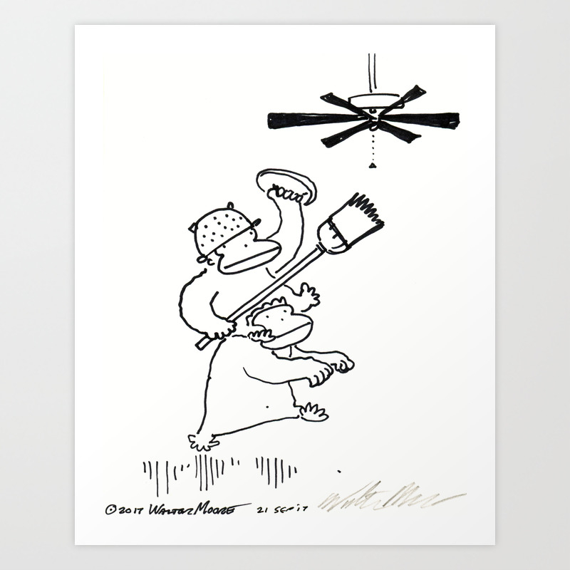 Quixotic Apes Tilt At Ceiling Fan Art Print