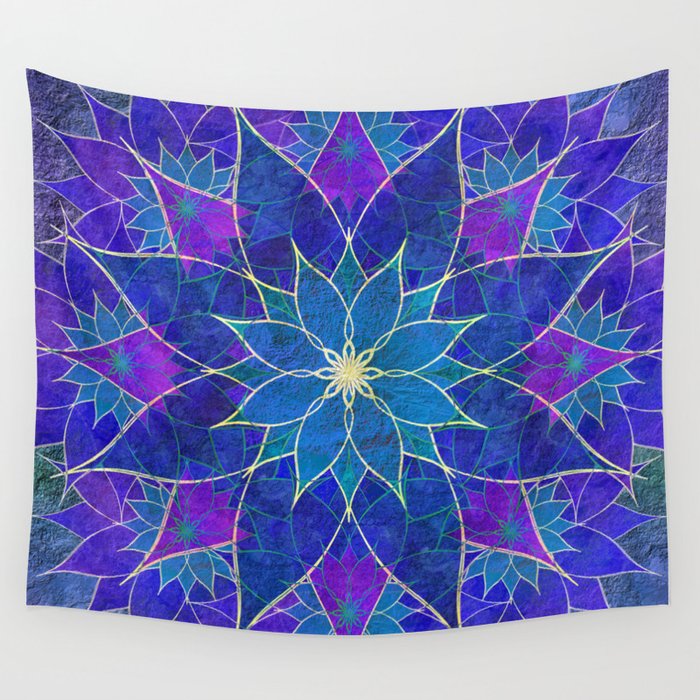 Lotus 2 - blue and purple Wall Tapestry