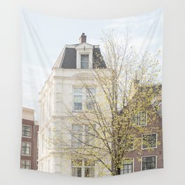 Spring in Amsterdam | City Canal Houses in Soft Colors Art Print | Streets of Holland Travel Photography Wall Tapestry
