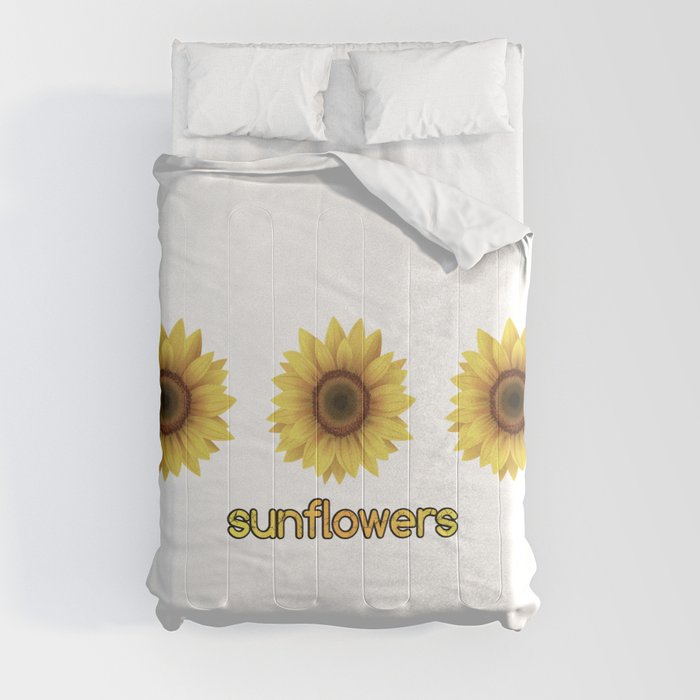 Sunflowers three yellow Comforter