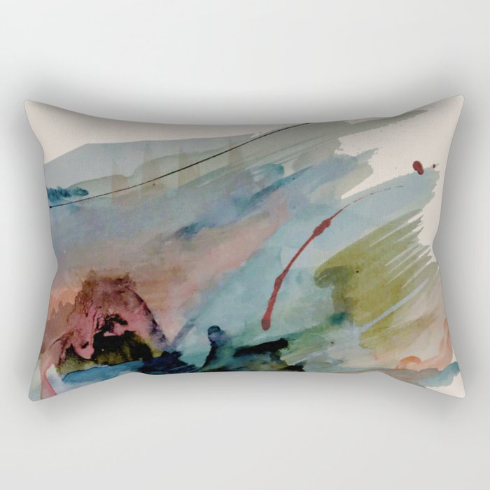 Begin again [2]: an abstract mixed media piece in a variety of colors Rectangular Pillow