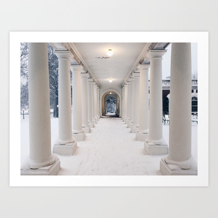 Snowy Columns (UVA) Art Print