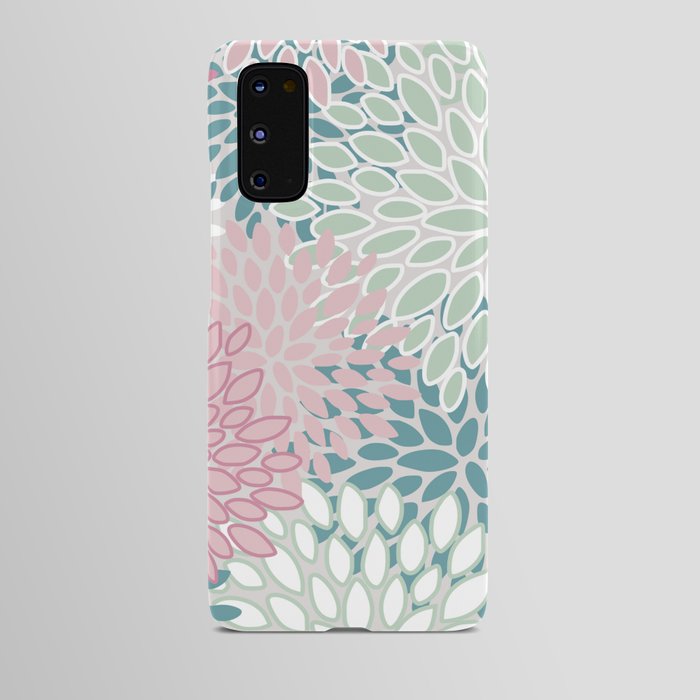 Floral Blooms, Soft Pink, Green and Teal, Design Prints Android Case