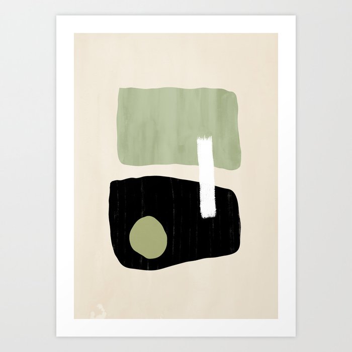 No11 Abstract shapes in green Art Print