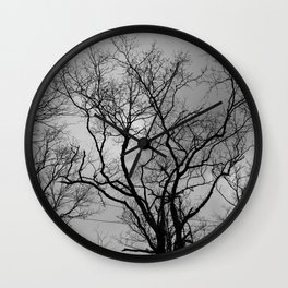 Black and white haunting forest Wall Clock