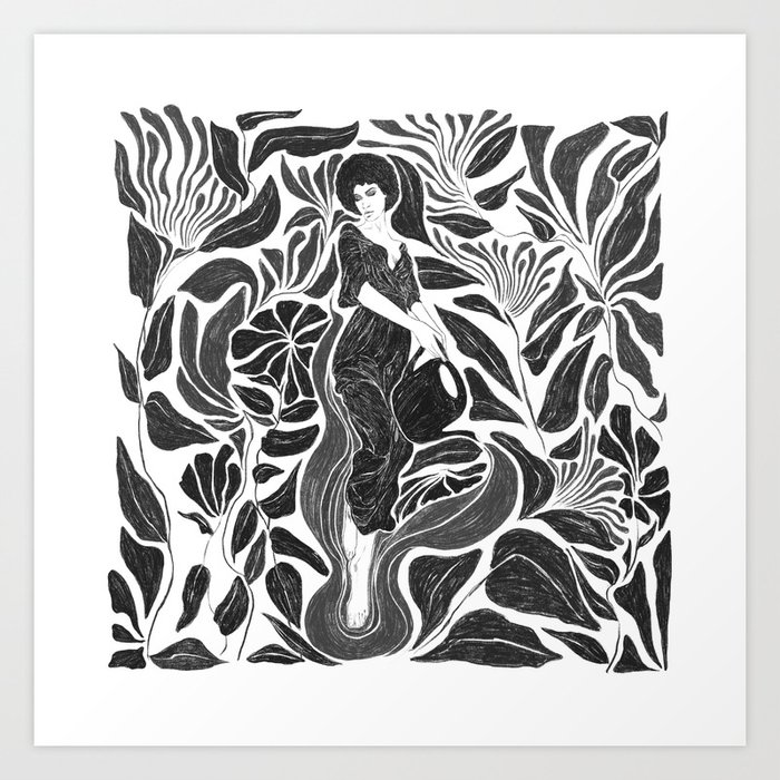 Aquarius - Black and White  Art Print