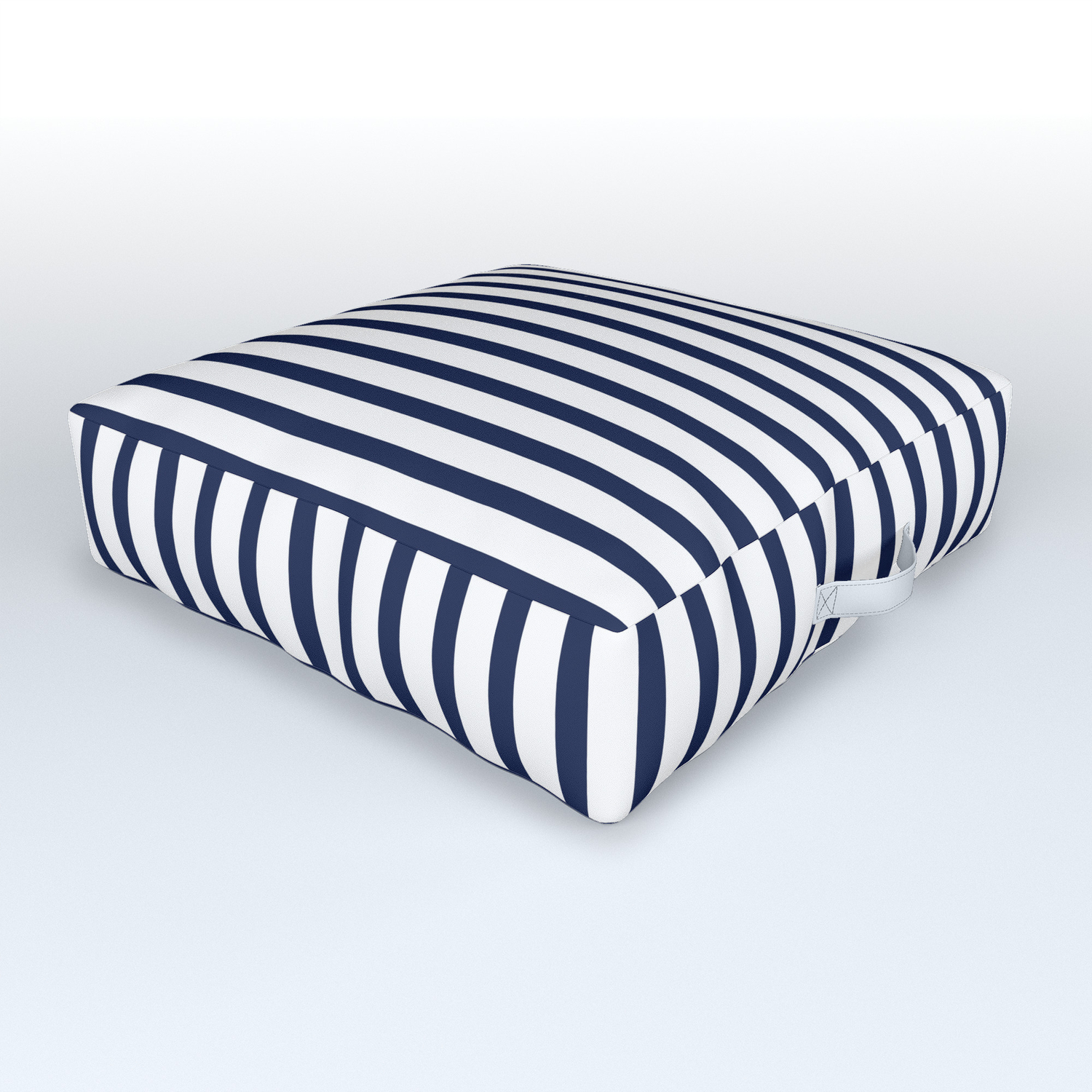 Navy Blue Breton V Stripes Minimal Outdoor Floor Cushion By