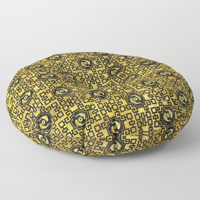 Luxury Oriental Gold on Black Koi Fish Pattern Floor Pillow
