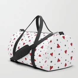 Dots and heart pattern in grey and red Duffle Bag