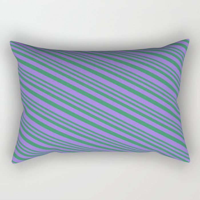 Sea Green and Purple Colored Lined Pattern Rectangular Pillow
