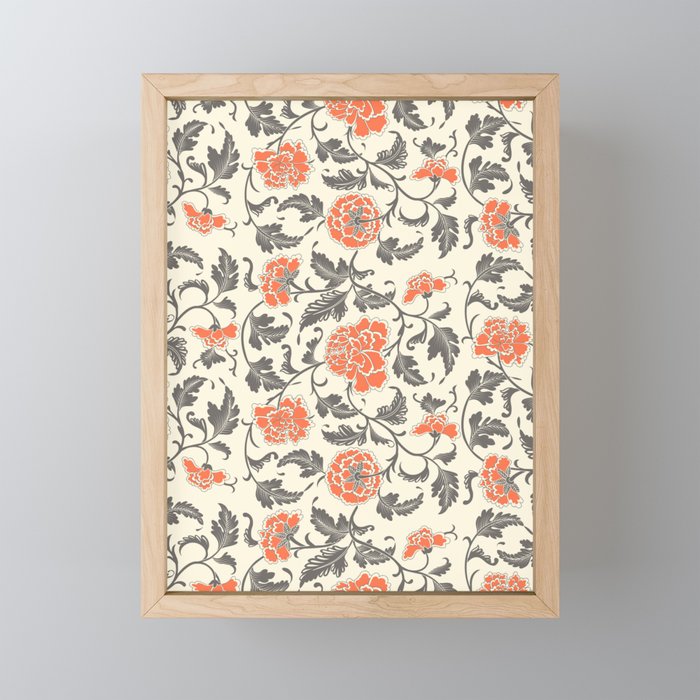Elegant oriental floral pattern Framed Mini Art Print