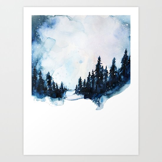 Winter Watercolor Art Print
