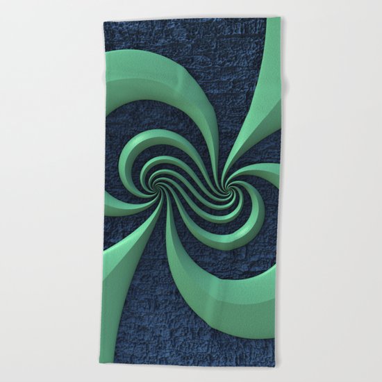 Green on Blue Beach Towel