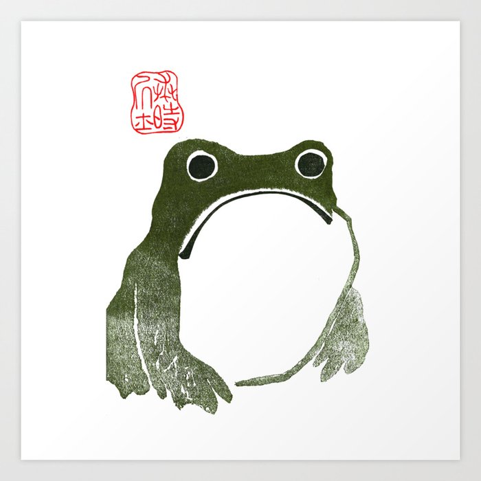 Unimpressed Grumpy Japanese Frog or Toad Art Print