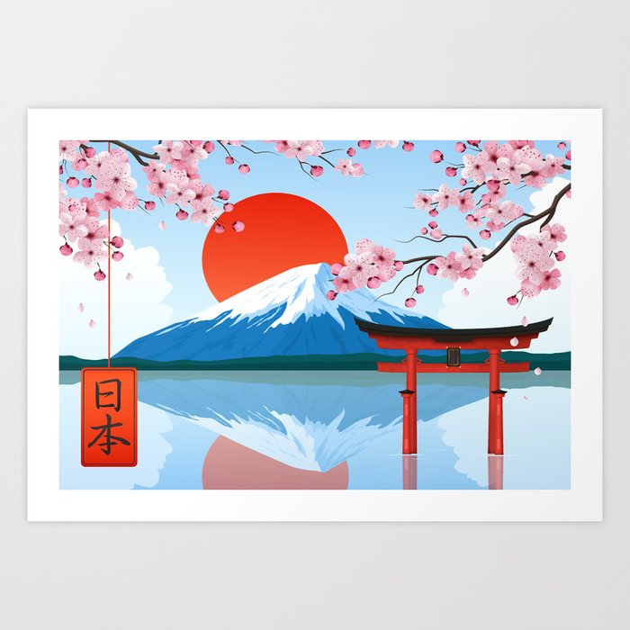Japanese Landscape Illustration Art Print