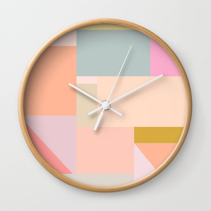Pastel Geometric Shapes Wall Clock