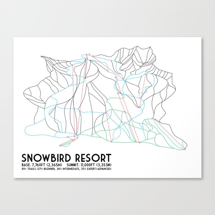 Snowbird, UT - Minimalist Trail Map Canvas Print