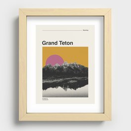 Retro National Park Poster Grand Teton Recessed Framed Print