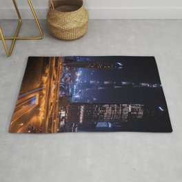 Rooftopping in Dubai Rug | Highway, Skyscraper, Roofing, Cityscape, Rooftop, Yellow, Photo, Dubai, Lights, Orange 