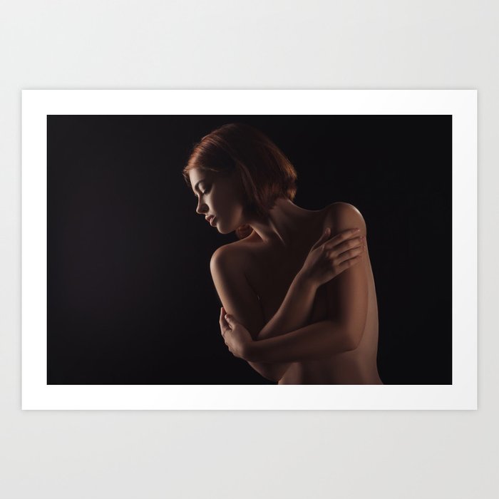 Avignon No. 1; female with red hair backlit figurative nude color photograph - photography - photographs Art Print