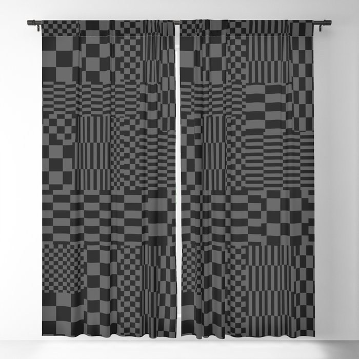 Glitchy Checkers // Grayscale Blackout Curtain