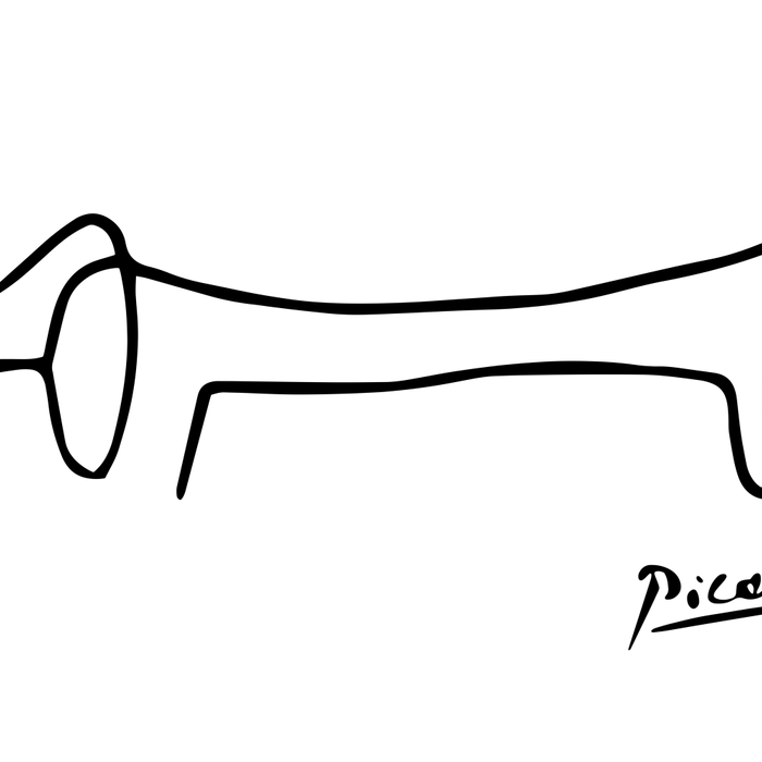 Pablo Picasso Dog Artwork T Shirt, Colored Reproduction