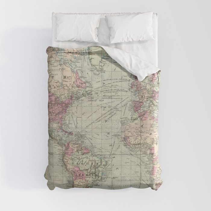 Vintage Map of The World (1874) Duvet Cover