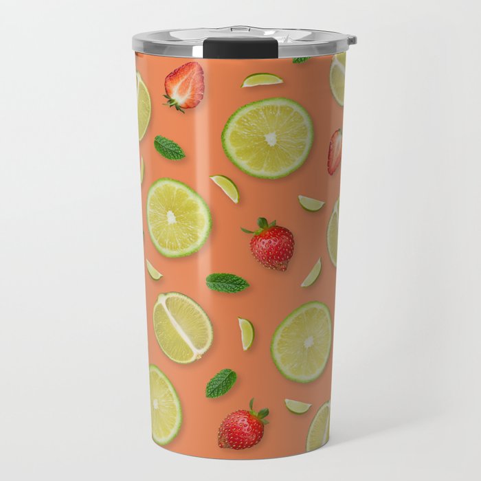 Strawberry Mojito coral Travel Mug