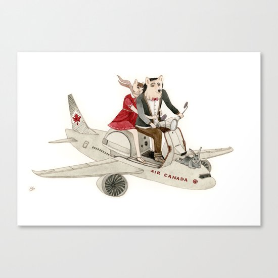 Cat and Wolf hit the road Canvas Print