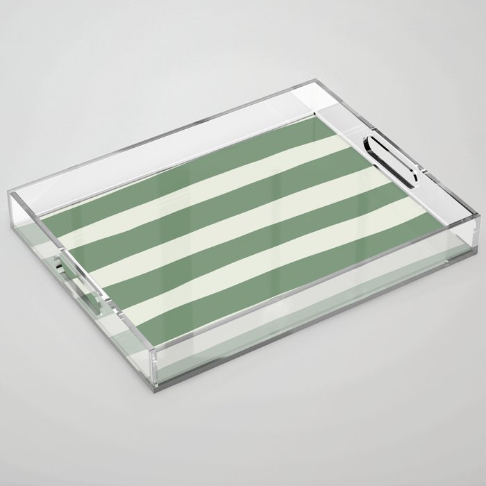 Uneven Stripes - Green Acrylic Tray