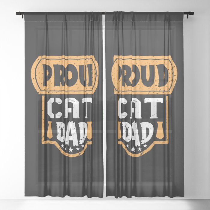 Proud Cat Dad Father's Day Sheer Curtain
