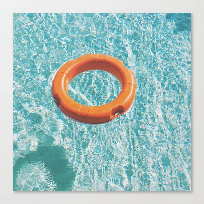Swimming Pool III Leinwanddruck | Fotografie, Farbe, Digital, Swimming-pool, Wasser, Life-saver, Ring, Blau, Orange, Türkis