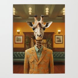 Giraffe In The Lobby Poster