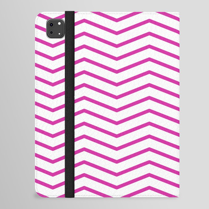 magneta pink zig zag lines iPad Folio Case
