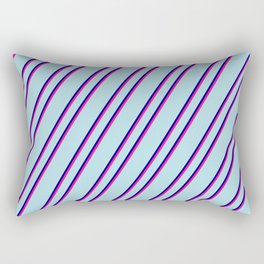 [ Thumbnail: Powder Blue, Dark Blue, and Deep Pink Colored Stripes/Lines Pattern Rectangular Pillow ]