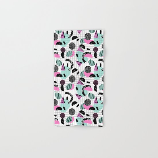 Joshin - memphis throwback retro pop art geoemetric pattern print unique trendy gifts dorm college Hand & Bath Towel