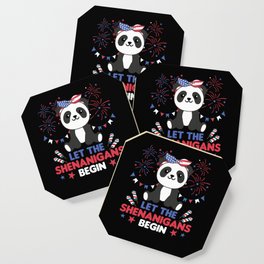 Happy 4th Cute Panda With Fireworks America Coaster