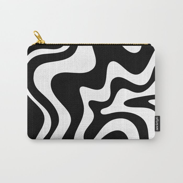 Liquid Swirl Abstract Pattern in Black and White Carry-All Pouch