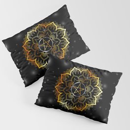 Golden decorative floral mandala sacred geometry Pillow Sham