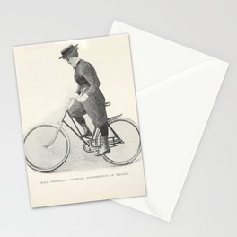 "Back Pedaling" from "Bicycling for Ladies" by Maria E. Ward, 1896 Stationery Card