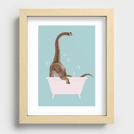 Brachiosaurus in Bathtub Recessed Framed Print