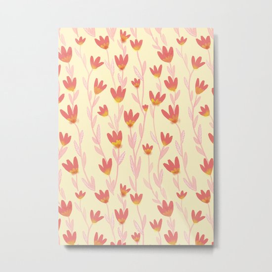 Red Tulips Pattern Metal Print