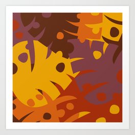 Colorful Graphic Autumn Leaves Art Print