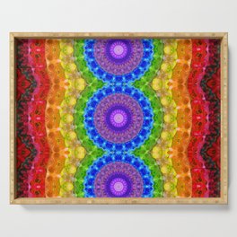 Colorful Chakra Mandala Art 3 By Sharon Cummings Serving Tray